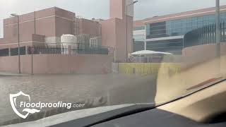 Horizontal Automatic Lifting Flood Barrier Sheikh Khalifa Hospital Flood Save [upl. by Anilak]