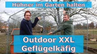 Hühner im Garten  Wir bauen eine XXL outdoor Hühnervoliere Hühnerauslauf Geflügelkäfig [upl. by Holub]