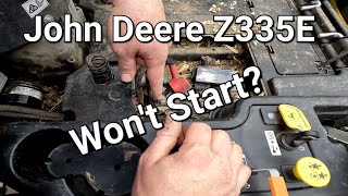 John Deere Z335E Zero Turn Wont Start Just Clicks  No Sound Full Diagnosis amp Repair Wiring Harness [upl. by Arenahs]