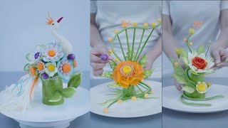 3 Amazing Arts Crafted with Vegetables in Food Garnishes amp Decorations 2024 [upl. by Monia]