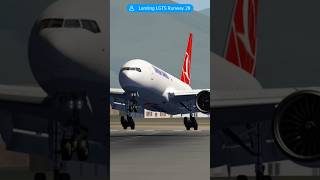 B777F Turkish cargo crosswind Landing plane aviation landing turkish aeroflyfsglobal gaming [upl. by Kcirrek]