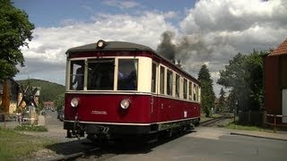 Züge zum Bahnhofsfest Wernigerode  Gasttriebwagen und Rollbockzug [upl. by Rehotsirk]