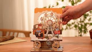 Rolife Sunset Carnival DIY Music Box 3D Wooden Puzzle AMT01 [upl. by Fidele]