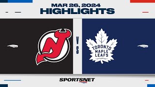 NHL Highlights  Devil vs Maple Leafs  March 26 2024 [upl. by Goldshlag]