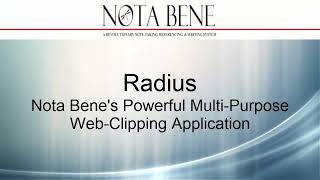 Nota Bene Software Tutorial Radius Web Clipper [upl. by Buford]