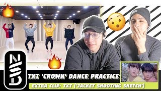 GUYS REACT TO TXT CROWN DANCE PRACTICE EXTRA CLIP TXT JACKET SHOOTING SKETCH [upl. by Couchman]