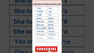 Contractions in English english grammar grammartips trending shorts ytshorts words education [upl. by Enrica727]