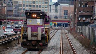 MBTAs Readville Switcher around Boston  Bostons heavy rail equipment move [upl. by Nyloc]