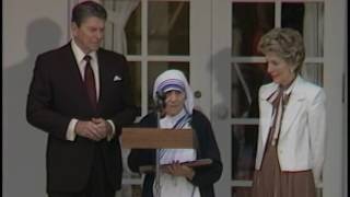 President Reagan Presenting the Presidential Medal of Freedom to Mother Teresa on June 20 1985 [upl. by Lehcim]