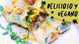 Springrolls veganos en 10 minutos RECETA FÁCIL Y RÁPIDO [upl. by Akenihs16]