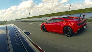 Tesla Model S P85D vs Lamborghini LP5704 Super Trofeo Stradale Drag Racing [upl. by Pirali]