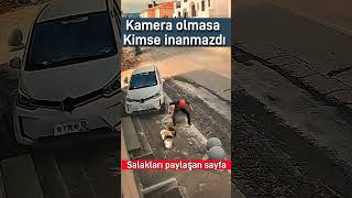 Kamera olmasa kimse inanmazdı Taşlara çarpan araba adamı ıskaladı Kamera olmasa inanır mıydınız [upl. by Ku]