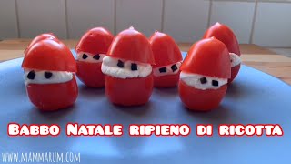 Ricette di Natale per bambini Babbo Natale pomodori ripieno di ricotta [upl. by Nileuqcaj]