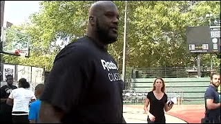 Shaq checks out street basketball in Harlem [upl. by Eselehs802]