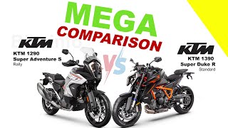 KTM 1290 Super Adventure S vs KTM 1390 Super Duke R  MEGA COMPARISON bikeinfo199 bikecompare [upl. by Lauritz]