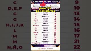 PENSION BIENESTAR calendario de pago del 6 al 30 NOVIEMBRE 2023 [upl. by Windzer]