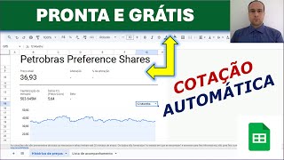 Planilha de Ações Pronta e Gratuita no Google Sheets  Cotação Automática [upl. by Stahl]