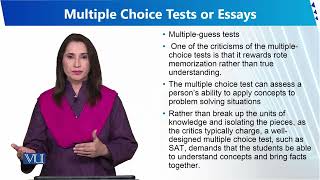 Multiple Choice Tests or Essays  Human Development and Learning  EDU302Topic126 [upl. by Celtic]