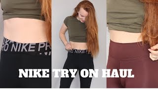 TRYING ON NEW NIKE LEGGINGS  Review [upl. by Kila447]