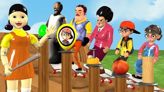 Scary Teacher 3D vs Squid Game Wooden Skateboard Ramp Challenge vs Miss T vs Granny Loser [upl. by Gilud]