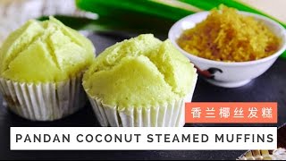 Pandan Coconut Steamed Muffins Recipe Huat Kueh  Fatt Koh 香兰椰丝发糕  Huang Kitchen [upl. by Loralyn]