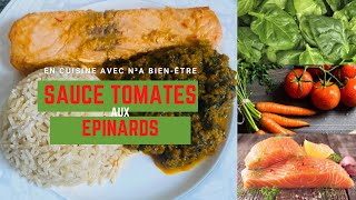 Idée de Repas du soir saumon épinards saucetomate rizcomplèt SIMPLE ET RAPIDE mangersain [upl. by Ellirpa]