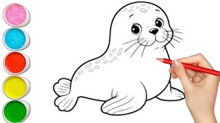 how to draw seal fish for kids amp toddlers easy kids drawing cute seal fish for kids [upl. by Anitteb]