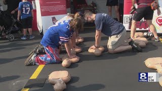 Buffalo Bills partner with American Heart Association for CPR training at camp [upl. by Lehmann]