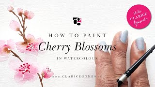 How to Paint Easy Cherry Blossoms in Watercolour  Hello Clarice Tutorials [upl. by Nyleaj876]