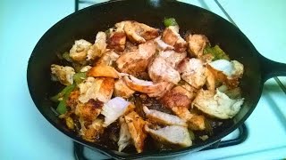 Cast Iron Cooking Chicken Fajitas Recipe [upl. by Akemhs]