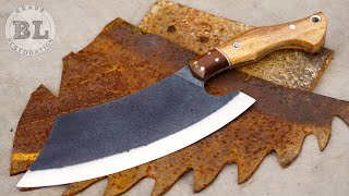 Making a large kitchen knife from an Old Saw Blade [upl. by Atinek]