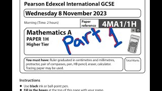 Nov 2023 1h Part 1 Maths o level Edexcel IGCSE q1q2q3q4 [upl. by Florenza]