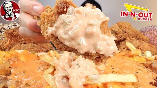 ASMR MUKBANG IN N OUT ANIMAL STYLE FRIES amp KFC CRISPY FRIED CHICKEN [upl. by Lovel]