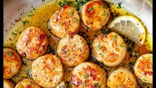 Lemon Garlic Butter Scallops [upl. by Soirtemed969]