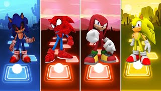 Spider Man Sonic 🆚 Super Sonic 🆚 Sonic Exe 🆚 Knuckles Exe Sonic  Sonic Tiles Hop EDM Rush [upl. by Graubert]