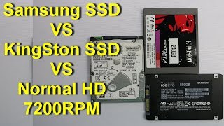 Samsung SSD VS Normal HD VS KingSton SSD [upl. by Bouchier]