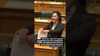 Maori MP rips Treaty Bill performs traditional haka in New Zealand Parliament to protest [upl. by Tita]