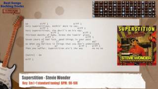 🎸 Superstition  Stevie Wonder Guitar Backing Track with chords and lyrics [upl. by Klara594]