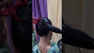 Scrunchie Bun Hairstyle beautifulbun hairstyle shortvideo [upl. by Nosmirc232]