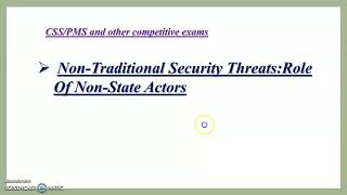 Non Traditional Security Threats Threats in Pakistan Role of Non state Actors CSSPMS [upl. by Heller]