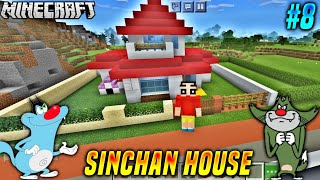 Minecraft  Sinchan Making His House 🏠 With Oggy amp Jack  Minecraft PE  Hindi  Oggy Minecraft  8 [upl. by Irtak]