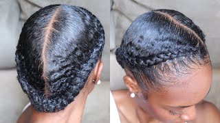 Slick Two Braids amp Tuck Protective Style Type 4 Natural Hair [upl. by Yraillih191]