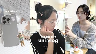 productive uni vlog🖇 iphone 15 pro unboxing saying goodbyes scalp massage uni presentations [upl. by Luap]