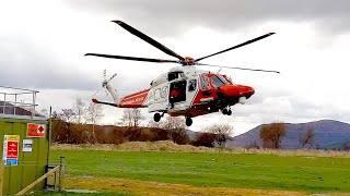 HM Coastguard AugustaWestland A189 helicopter at refueling base in the Cairngorms Scotland May 2020 [upl. by Ynaffad]