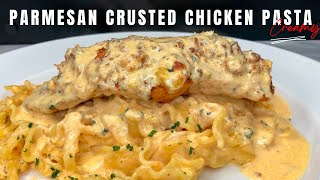 CREAMY PARMESAN CRUSTED CHICKEN PASTA RECIPE  BETTER THAN LONG HORNS  CHAZS CUISINES [upl. by Ahseiyk]