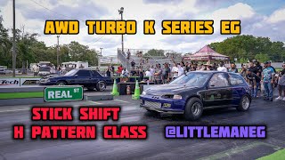 AWD TURBO K24 CIVIC EG DOMINATES STICK SHIFT CLASS AT OSW NO PREP ​⁠LittleManEG [upl. by Ennahgem]