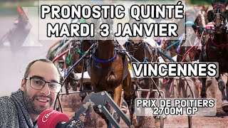 Pronostic Quinté Mardi 3 Janvier 2023 Vincennes [upl. by Shippee]