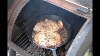 Cast Iron Ribeye Steak On The Grill  Outdoor Cooking [upl. by Sherwynd]