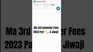 Ma 3rd semester Fees 2023 Part 〽️ 3 Jiwaji University Gwalior Madhya Pradesh jiwajiuniversityexam [upl. by Robillard]