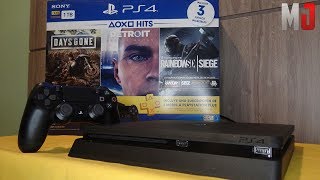 PlayStation 4 Slim 1TB Unboxing e teste  FINALMENTE CARAI 😍🎮 [upl. by Cirenoj]